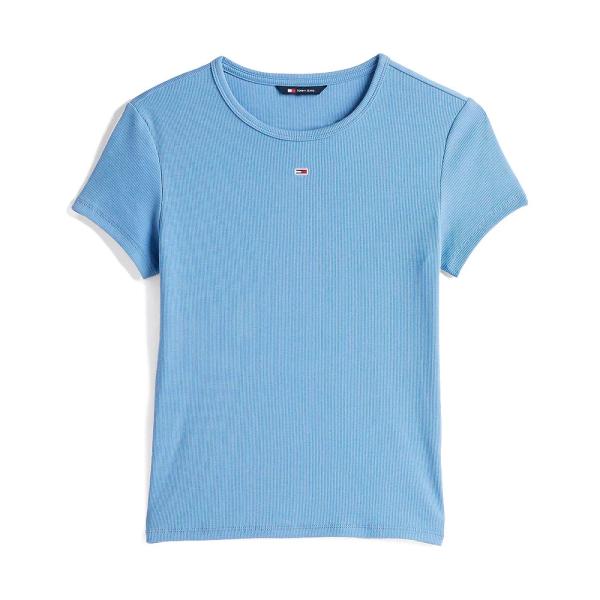 Tommy Hilfiger  T-shirt, top e polo Blu - T-shirt a coste vestibilità slim - XS - Ref.