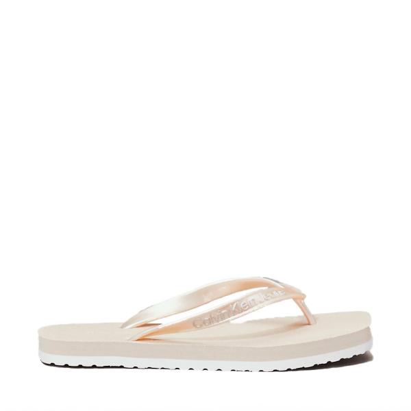 Calvin Klein TONGS MÉTALLIQUES À BOUT CARRÉ - 36 Beige- Ref.