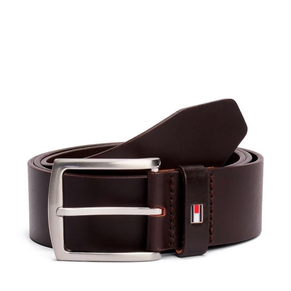 Tommy Hilfiger CINTURA IN PELLE DENTON CON LOGO - 100 Marrone- Ref.