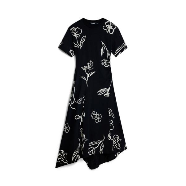 Desigual  Vestidos e saias Preto - Vestido assimétrico com linhas florais - eu - Ref.