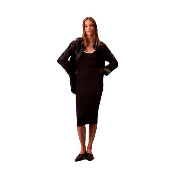 Calvin Klein  Robes Noir - Robe moulante en tricot de coton sans manches - M - Ref.