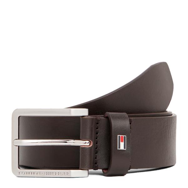 Tommy Hilfiger Leather belt with enameled logo, Brown - Ref.