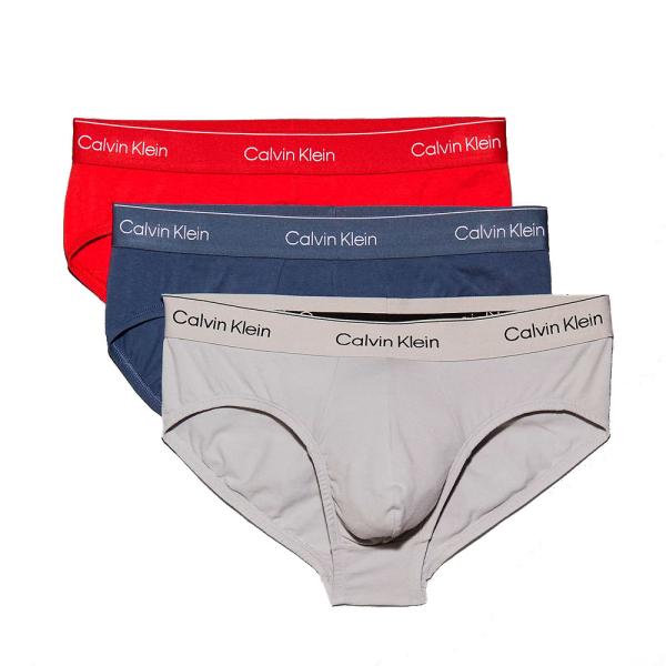 Calvin Klein Underwear  Unterwäsche Navy blau, Rot, Grau - 3er-Pack Slips – Icon Cotton Stretch - XL - Ref.