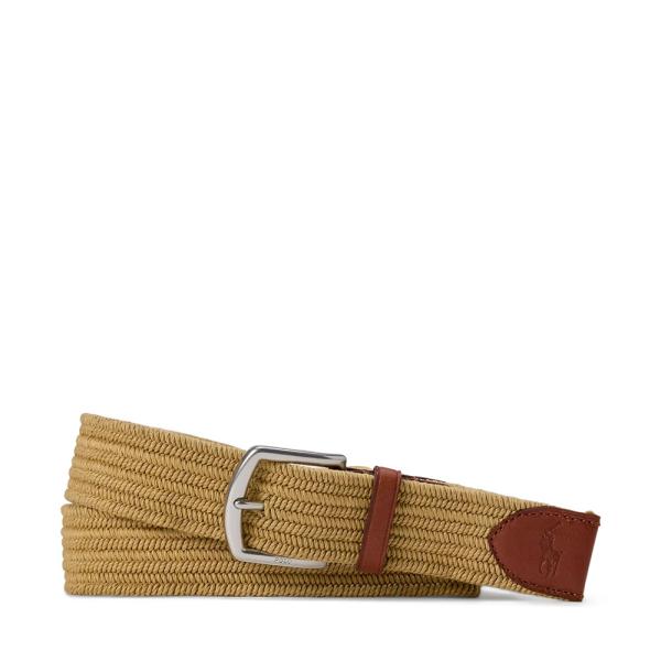Ralph Lauren CEINTURE TRESSÉE AVEC BORDURE EN CUIR - S Brun- Ref.