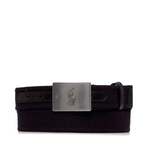 Ralph Lauren GÜRTEL AUS CANVAS UND LEDER MIT PONY-PLAKETTE - 34 Schwarz- Ref.