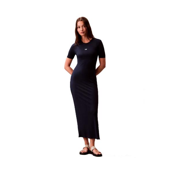 Calvin Klein  Kleider Navy blau - Geripptes Midikleid aus Modal-Stretch - M - Ref.