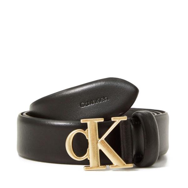 Calvin Klein Grained leather belt with logo, Black - Ref.