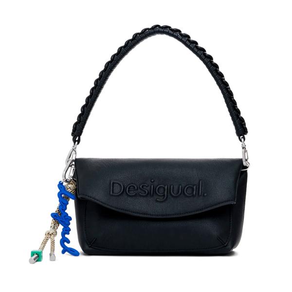 Desigual Bolso logo 3D solapa mediano - UNICA Negro- Ref.