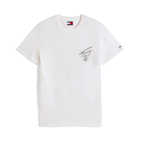 Tommy Hilfiger  Magliette Bianco - T-shirt in maglia con logo sul retro - L - Ref.