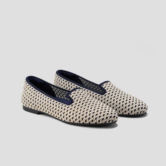 VIVAIA Round-Toe Woven Knit Loafer (Audrey)|NAVY CREAM IVORY GEOMETRIC|US 11