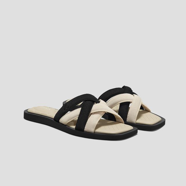 VIVAIA Pillow Top Slide Strappy Sandals (Mayara)|BLACK IVORY|UK 4.5