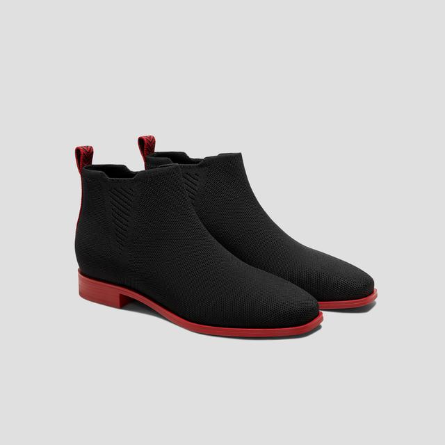 VIVAIA Square-Toe Slip-On Chelsea Boots (Ryan Slip-On)|BLACK RUBY RED|US 5.5