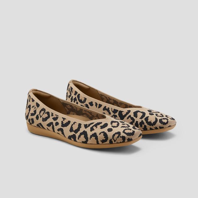 VIVAIA Lightweight Square-Toe V-Cut Flats (Margot Walker)|DARK LEOPARD|EU 42