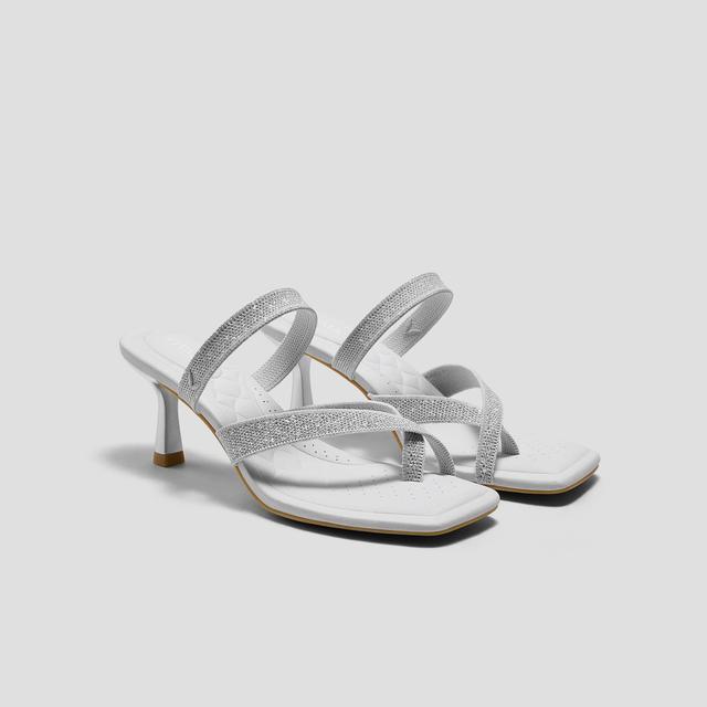 VIVAIA Square-Toe Mid Heel Strappy Sandals (Alina)|METALLIC DIAMOND|US 9