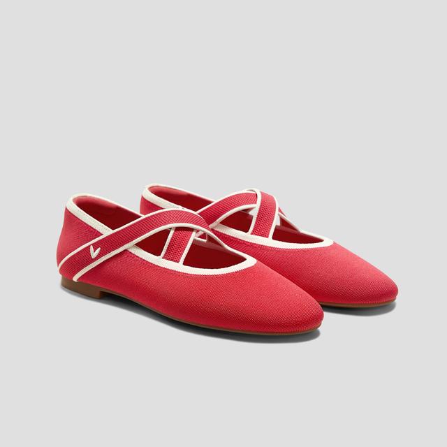 VIVAIA Almond-Toe Mary-Jane Flats (Nia)|HIBISCUS IVORY|EU 38
