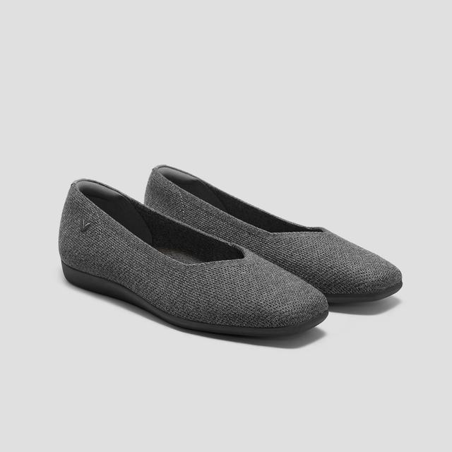 VIVAIA Lightweight Square-Toe V-Cut Flats (Margot Walker)|RICH GREY WOOL WATER REPELLENT|EU 43