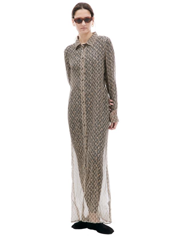 MARINE SERRE Beige Moon logo silk dress