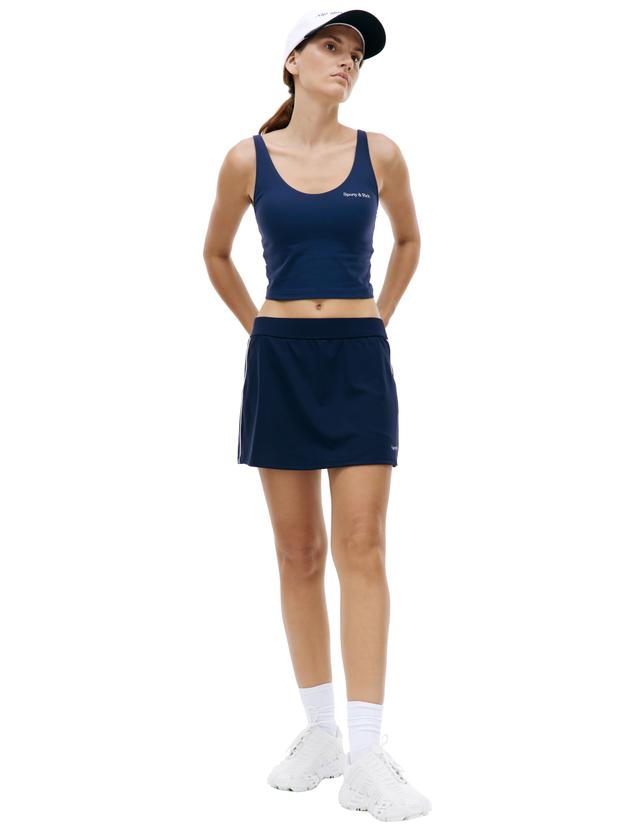 SPORTY & RICH Navy Ribbed Tank Top USA Made Activewear