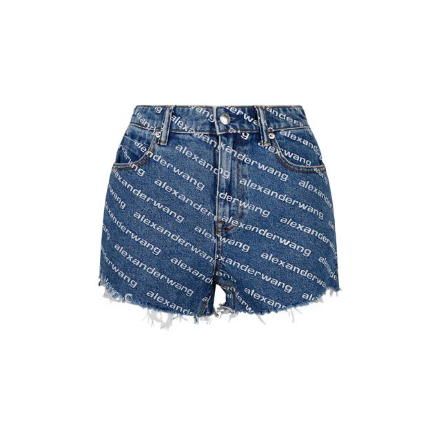 Alexander Wang Bite Logo Short In Deep Blue Denim