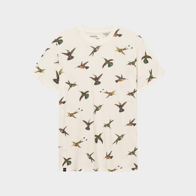 Hummingbird Print Organic Cotton Tee - Off White Sustainable