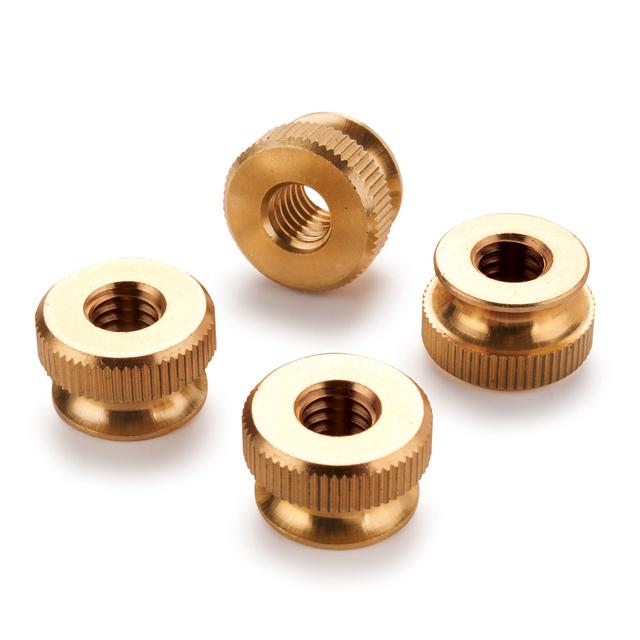 WoodRiver Knurled Thumb Nut Knobs - 5/16" - 18TPI - Brass  - 4 Piece