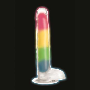 Lollicock 7 Inch Glow in the Dark Rainbow Dildo With Balls