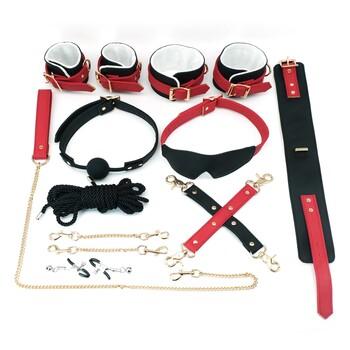 9 Piece Red & Black Bondage Set
