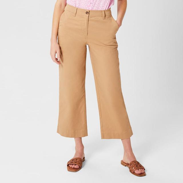 Hobbs London Sand Marnie Cropped Wide Leg Trousers - Size 12