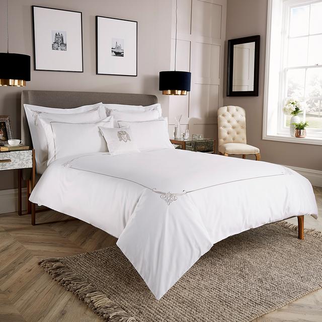 William Hunt William Hunt 600TC Motif Corner King Duvet Cover Grey - Size Kingsize