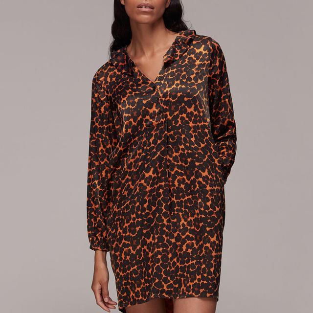 WHISTLES Orange Leopard Print Mini Dress - Size S