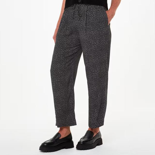 WHISTLES Black Relaxed Printed Trousers - Size 16
