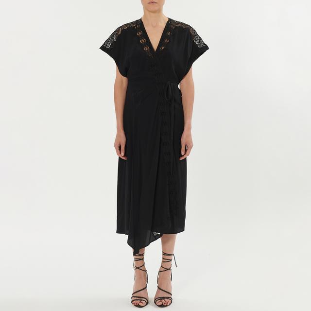 IRO Black Britta Drop Shoulder Midi Dress - Size 8