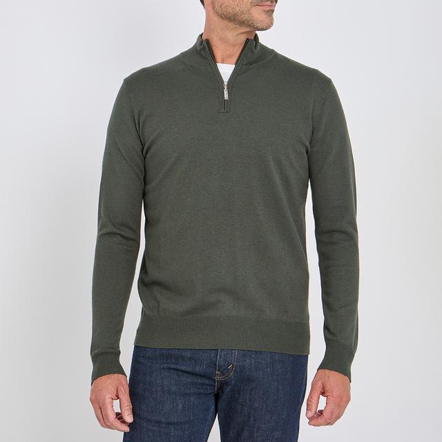 Forest Green Cashmere Blend Quarter Zip Jumper