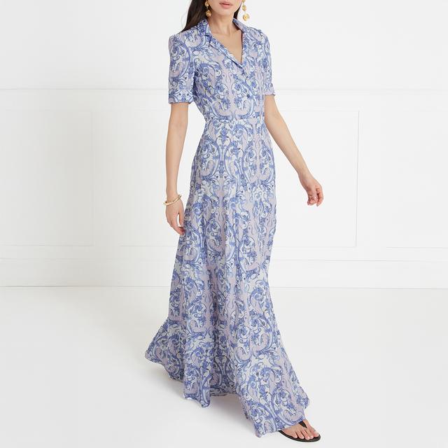 Temperley London Blue Printed Claudia Shirt Dress - Size 16