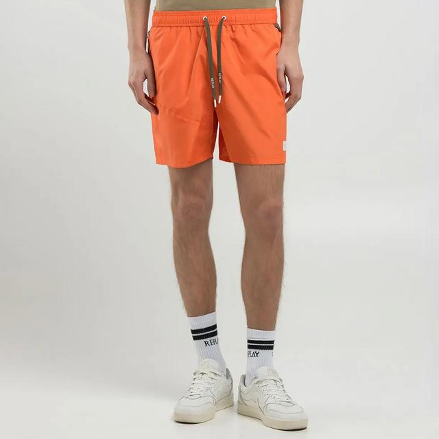 Replay Orange Contrast Zip Swim Shorts - Size XXL
