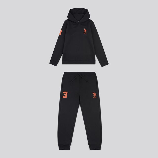 Boy's Black Player Patchwork Hoodie and Jogger Set
