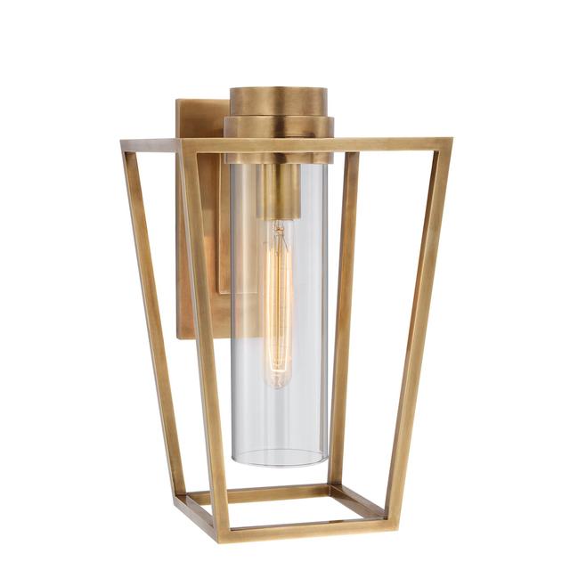 Ian K. Fowler for Visual Comfort & Co. Presidio Small Bracketed Sconce in Hand-Rubbed Antique Brass with Clear Glass