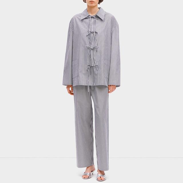 Sleeper Lyra Cotton-Poplin Pajama Set-Black Stripes - Size L