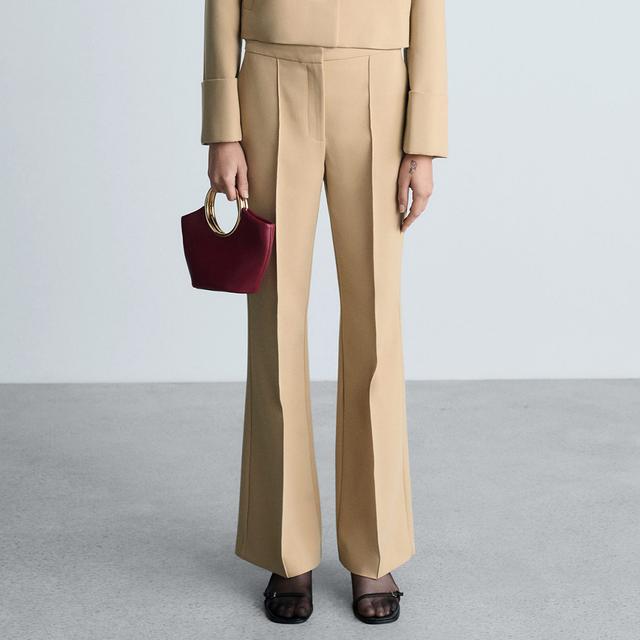 Mango Medium Brown Flared Flowing Trousers - Size 14