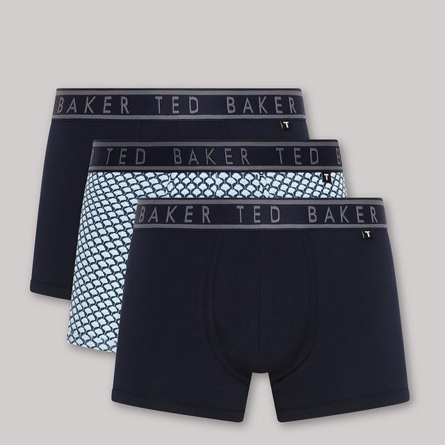 Ted Baker Light Blue/Black 3-Pack Cotton Trunks - Size M