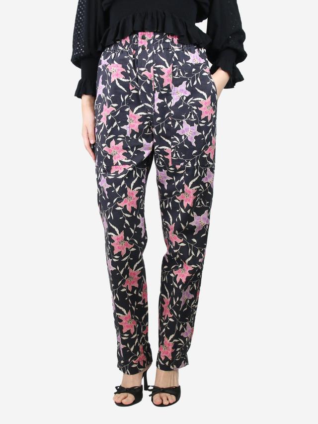 Pre-Loved Isabel Marant Black elasticated floral trousers - Size S