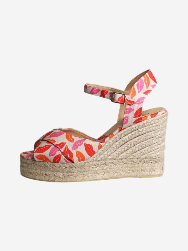 Pre-Loved Diane Von Furstenberg Neutral espadrille wedge sandal heels - Size 8