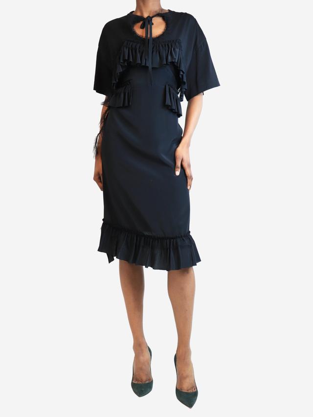 Pre-Loved Simone Rocha Black frills bow midi dress - Size XS