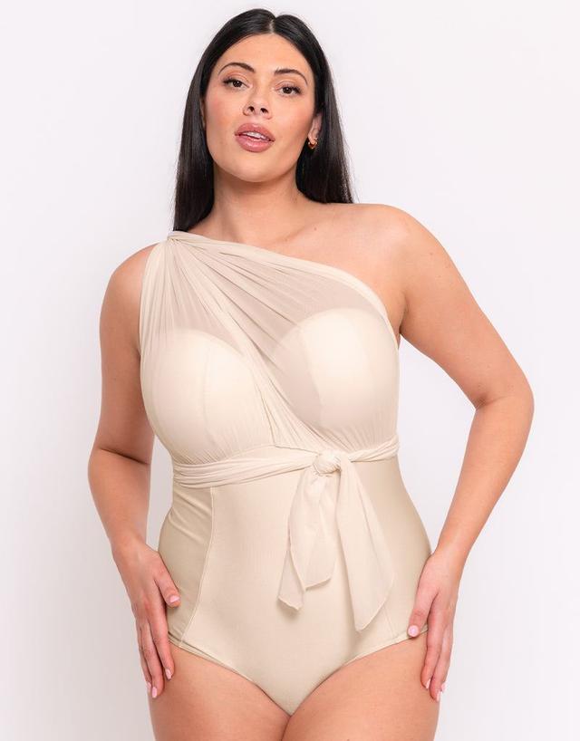 Curvy Kate Curvy Kate Wrapsody Bandeau Strapless Multiway Swimsuit Oyster - Size 32H