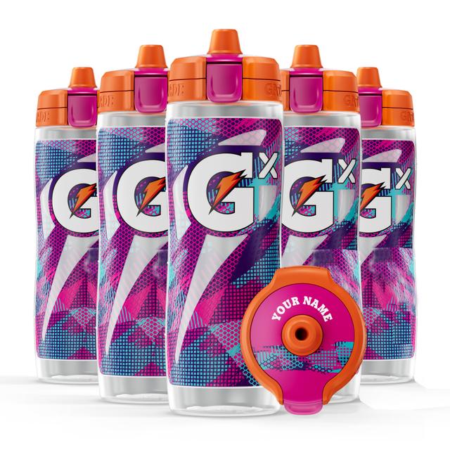 20+ Gx Clear Patterned Water Bottles, 30oz, Glitched Berry