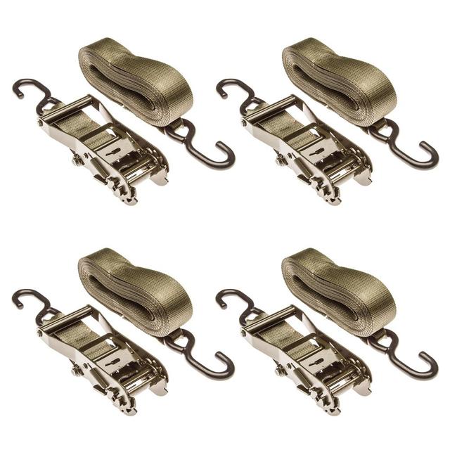 4-Pack of 27' L x 2" W Ratchet Straps with S-Hooks