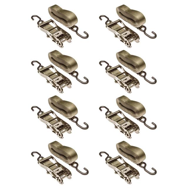 8-Pack of 27' L x 2" W Ratchet Straps with S-Hooks