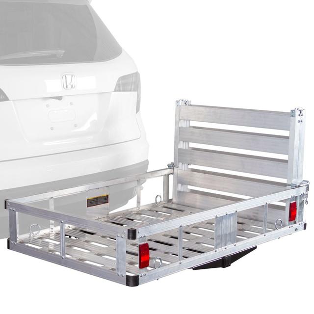 Elevate Outdoor ACC500-DLX Deluxe Aluminum Basket Hitch Cargo Carrier and Ramp - 500 lb Cap