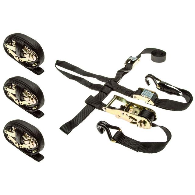4-Pack of ATV/UTV Wheel Anchor Bonnet Ratcheting Tie-Down Straps