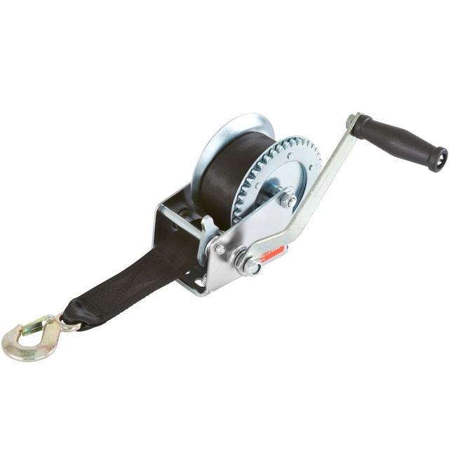 Hand-Crank Marine Winch with 20' Nylon Strap for Boat Trailer by Apex MW-1200